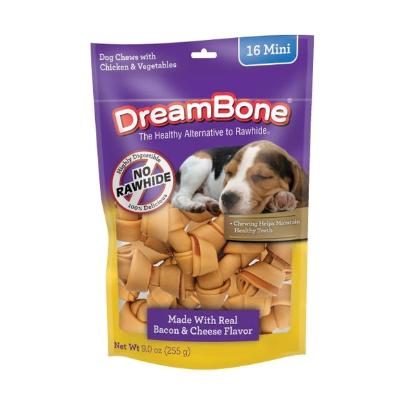 DreamBone Bacon and Cheese Classic Bone Chews - Mini 16 Count