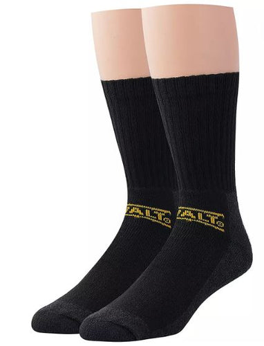 DeWALT Men's Heavyweight Cotton Crew Work Socks (2 Pack Black)