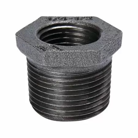 B & K Industries Black Hex Bushing 150# Malleable Iron Threaded Fittings 3 x 1 1/2