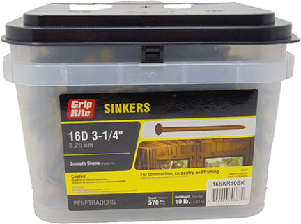 COATED SINKER 16D 10 LB BUCKET