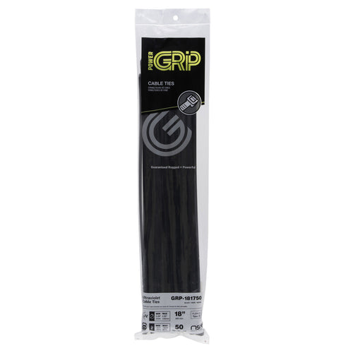 NSI Industries 181750 17.75-in Black UV Weather Resistant Cable Ties, 175 lb Tensile Strength - 50 Count