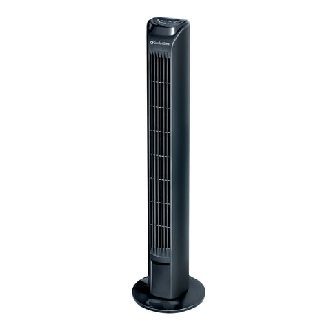 Comfort Zone 31 3-Speed Oscillating Tower Fan With Remote Control In Black