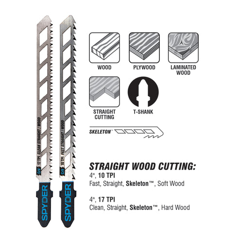 Spyder 2-Piece Assorted T-Shank Jig Saw Blade Combo Set Skeleton™