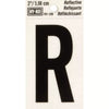 Address Letters, R, Reflective Black/Silver Vinyl, Adhesive, 2-In.
