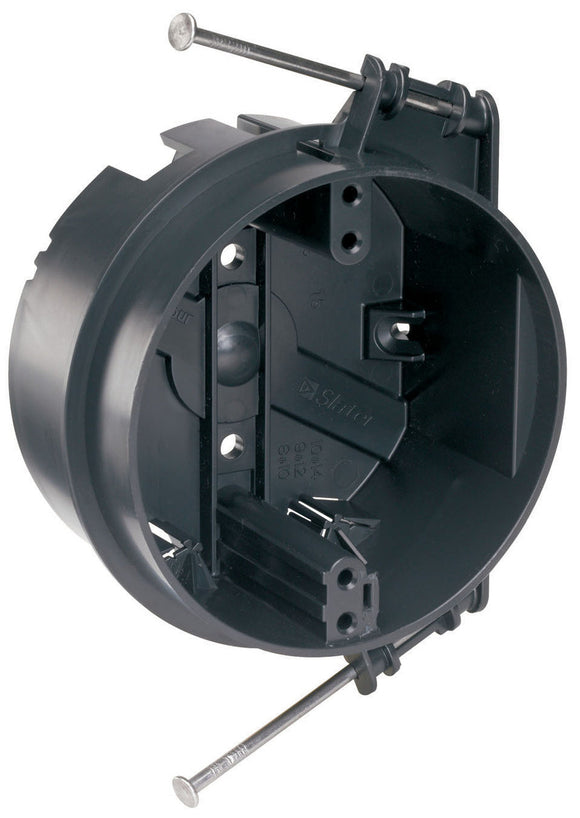 Legrand Pass & Seymour 4 inch Round Ceiling Box with Two Captive Mounting Nails and Four Auto/Clamps, Black