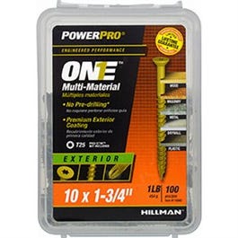 Power Pro One Screws, Flat Head, Bronze Epoxy Coated, #10 x 1-3/4-In., 106-Pk.