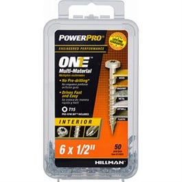 Power Pro One Interior Screws, Pan Head, Zinc-Plated, #6 x 1/2-In., 50-Pk.