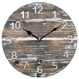 Analog Wall Clock, Quartz, Wood Panel, 12-In.