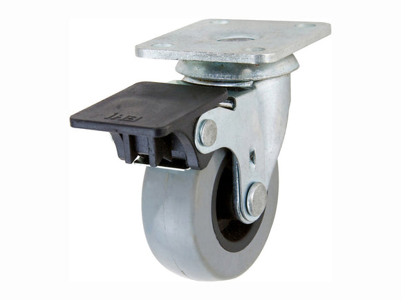 Shepherd Hardware 2-Inch Medium Duty Plate Caster with Brake, 88-lb Load Capacity