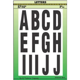 Address Letters, Vinyl Adhesive, Black on White, 3-In., Pkg.