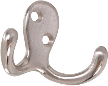 DOUBLE SATIN NICKEL CLOTHES HOOK