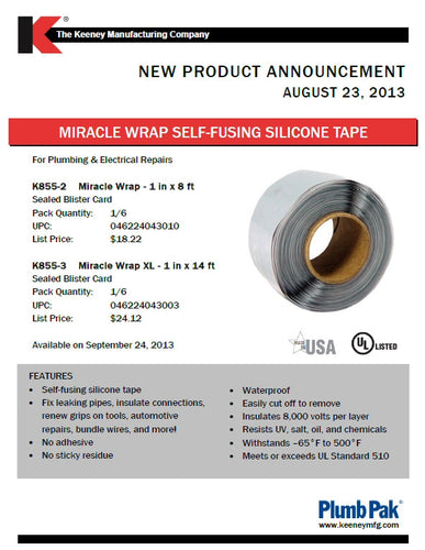 Plumb Pak  Miracle Wrap Self-Fusing Silicone Tape, 14'