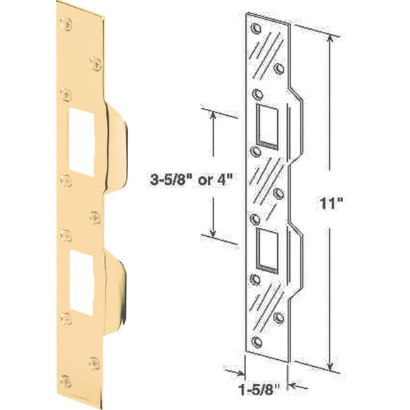 Defender Security Polished Brass 1-5/8 In. Heavy-Gauge High Security Strike Plate