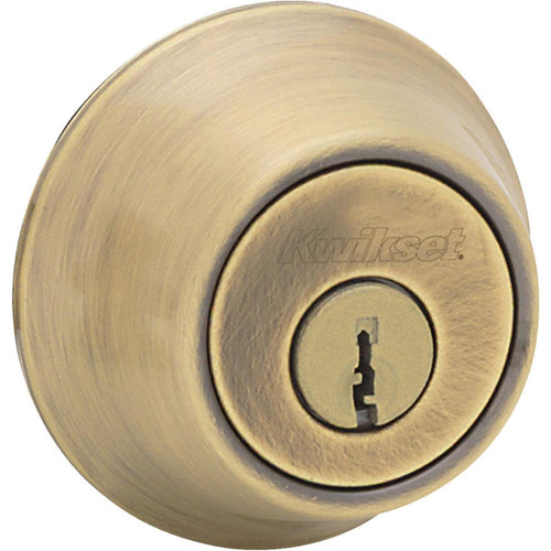 Kwikset Antique Brass Adjustable Latch Double Cylinder Deadbolt