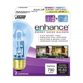Feit Electric Q53A/CL/D/2 enhance® Energy Saving Bulb, Clear ~ 53 Watt