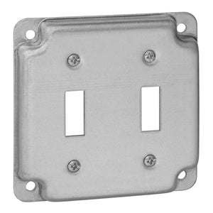 Thomas & Betts Steel City  4"x1/2" Square Cover Two Toggle Switches Crushed Corner