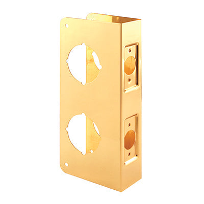 Prime-Line U 9546 - 1-3/4 in. x 9 in. Thick Solid Brass Lock and Door Reinforcer, 2-1/8 in. Double Bore, 2-3/8 in. Backset