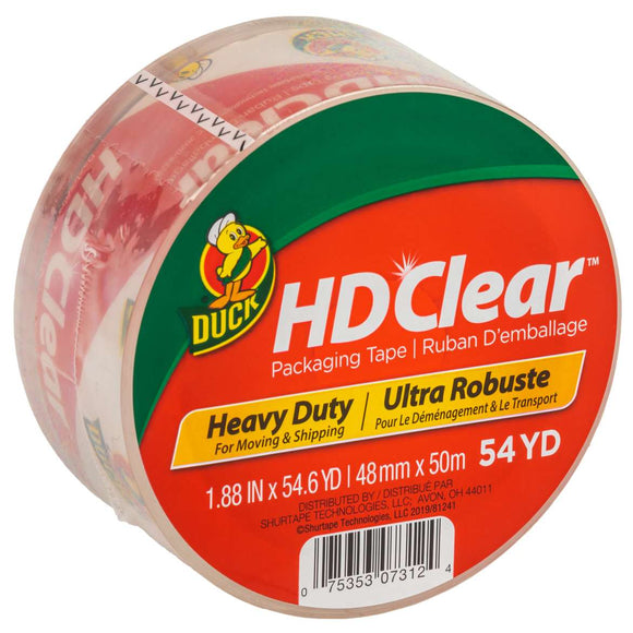 Duck® Brand HD Clear™ Heavy Duty Packing Tape - Clear, 12 pk, 1.88 in. x 54.6 yd. (1.88